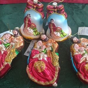 Colorful Christmas Ornaments with Religious Figures pre-owned with tags